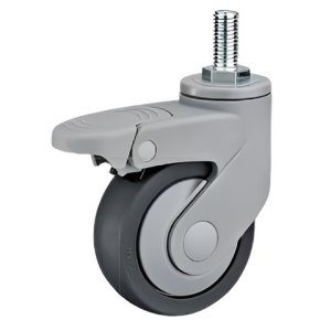 IMtgb 93(10) - Аппаратное колесо из термопластичной резины 75 мм (болт 10х25мм, торм, шарикоп, г/п60 кг)